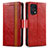 Custodia Portafoglio In Pelle Cover con Supporto S02D per Oppo Find X5 5G Rosso