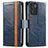 Custodia Portafoglio In Pelle Cover con Supporto S02D per Oppo K9S 5G Blu