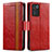 Custodia Portafoglio In Pelle Cover con Supporto S02D per Oppo K9S 5G Rosso