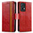 Custodia Portafoglio In Pelle Cover con Supporto S02D per Oppo Reno7 Pro 5G Rosso