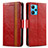 Custodia Portafoglio In Pelle Cover con Supporto S02D per Realme 9 4G Rosso