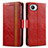 Custodia Portafoglio In Pelle Cover con Supporto S02D per Realme C30 Rosso