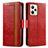 Custodia Portafoglio In Pelle Cover con Supporto S02D per Realme C35 Rosso