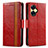 Custodia Portafoglio In Pelle Cover con Supporto S02D per Realme C55 Rosso