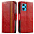 Custodia Portafoglio In Pelle Cover con Supporto S02D per Realme V25 5G Rosso