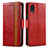 Custodia Portafoglio In Pelle Cover con Supporto S02D per Samsung Galaxy A03 Core Rosso