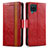 Custodia Portafoglio In Pelle Cover con Supporto S02D per Samsung Galaxy A12 5G Rosso