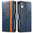 Custodia Portafoglio In Pelle Cover con Supporto S02D per Samsung Galaxy A22 5G SC-56B Blu