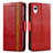 Custodia Portafoglio In Pelle Cover con Supporto S02D per Samsung Galaxy A22 5G SC-56B Rosso