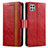 Custodia Portafoglio In Pelle Cover con Supporto S02D per Samsung Galaxy A22s 5G Rosso