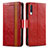 Custodia Portafoglio In Pelle Cover con Supporto S02D per Samsung Galaxy A30S Rosso