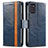 Custodia Portafoglio In Pelle Cover con Supporto S02D per Samsung Galaxy A31 Blu