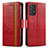 Custodia Portafoglio In Pelle Cover con Supporto S02D per Samsung Galaxy A52 4G Rosso