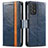 Custodia Portafoglio In Pelle Cover con Supporto S02D per Samsung Galaxy A72 5G Blu
