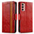 Custodia Portafoglio In Pelle Cover con Supporto S02D per Samsung Galaxy F13 4G Rosso