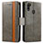 Custodia Portafoglio In Pelle Cover con Supporto S02D per Samsung Galaxy M21 Grigio