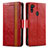 Custodia Portafoglio In Pelle Cover con Supporto S02D per Samsung Galaxy M30s Rosso