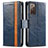 Custodia Portafoglio In Pelle Cover con Supporto S02D per Samsung Galaxy S20 FE 4G Blu