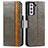 Custodia Portafoglio In Pelle Cover con Supporto S02D per Samsung Galaxy S21 FE 5G Grigio