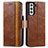 Custodia Portafoglio In Pelle Cover con Supporto S02D per Samsung Galaxy S21 Plus 5G Marrone