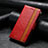 Custodia Portafoglio In Pelle Cover con Supporto S02D per Samsung Galaxy S24 Ultra 5G Rosso