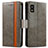 Custodia Portafoglio In Pelle Cover con Supporto S02D per Sharp Aquos wish3 Grigio