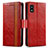 Custodia Portafoglio In Pelle Cover con Supporto S02D per Sharp Aquos wish3 Rosso