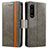 Custodia Portafoglio In Pelle Cover con Supporto S02D per Sony Xperia 1 III Grigio