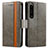 Custodia Portafoglio In Pelle Cover con Supporto S02D per Sony Xperia 1 IV Grigio