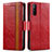 Custodia Portafoglio In Pelle Cover con Supporto S02D per Sony Xperia 10 III Rosso