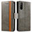 Custodia Portafoglio In Pelle Cover con Supporto S02D per Sony Xperia 10 III SO-52B Grigio