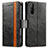 Custodia Portafoglio In Pelle Cover con Supporto S02D per Sony Xperia 10 III SO-52B Nero