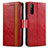 Custodia Portafoglio In Pelle Cover con Supporto S02D per Sony Xperia 10 III SO-52B Rosso