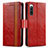 Custodia Portafoglio In Pelle Cover con Supporto S02D per Sony Xperia 10 IV Rosso