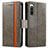 Custodia Portafoglio In Pelle Cover con Supporto S02D per Sony Xperia 10 IV SO-52C Grigio