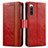 Custodia Portafoglio In Pelle Cover con Supporto S02D per Sony Xperia 10 IV SO-52C Rosso