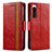 Custodia Portafoglio In Pelle Cover con Supporto S02D per Sony Xperia 5 IV Rosso