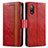 Custodia Portafoglio In Pelle Cover con Supporto S02D per Sony Xperia Ace II SO-41B Rosso