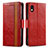 Custodia Portafoglio In Pelle Cover con Supporto S02D per Sony Xperia Ace III SO-53C Rosso