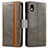 Custodia Portafoglio In Pelle Cover con Supporto S02D per Sony Xperia Ace III SOG08 Grigio