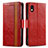 Custodia Portafoglio In Pelle Cover con Supporto S02D per Sony Xperia Ace III SOG08 Rosso