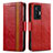 Custodia Portafoglio In Pelle Cover con Supporto S02D per Vivo X70 Pro 5G Rosso