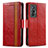 Custodia Portafoglio In Pelle Cover con Supporto S02D per Vivo X70t Rosso