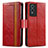 Custodia Portafoglio In Pelle Cover con Supporto S02D per Vivo Y74s 5G Rosso