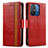 Custodia Portafoglio In Pelle Cover con Supporto S02D per Xiaomi Poco C55 Rosso