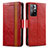 Custodia Portafoglio In Pelle Cover con Supporto S02D per Xiaomi Poco M4 Pro 5G Rosso