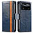 Custodia Portafoglio In Pelle Cover con Supporto S02D per Xiaomi Poco X4 Pro 5G Blu