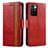 Custodia Portafoglio In Pelle Cover con Supporto S02D per Xiaomi Redmi 10 (2022) Rosso