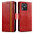 Custodia Portafoglio In Pelle Cover con Supporto S02D per Xiaomi Redmi 10 India Rosso