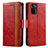 Custodia Portafoglio In Pelle Cover con Supporto S02D per Xiaomi Redmi Note 10S 4G Rosso